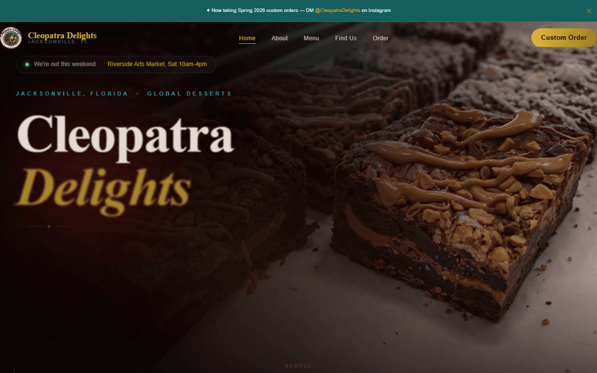 Cleopatra Delights website screenshot